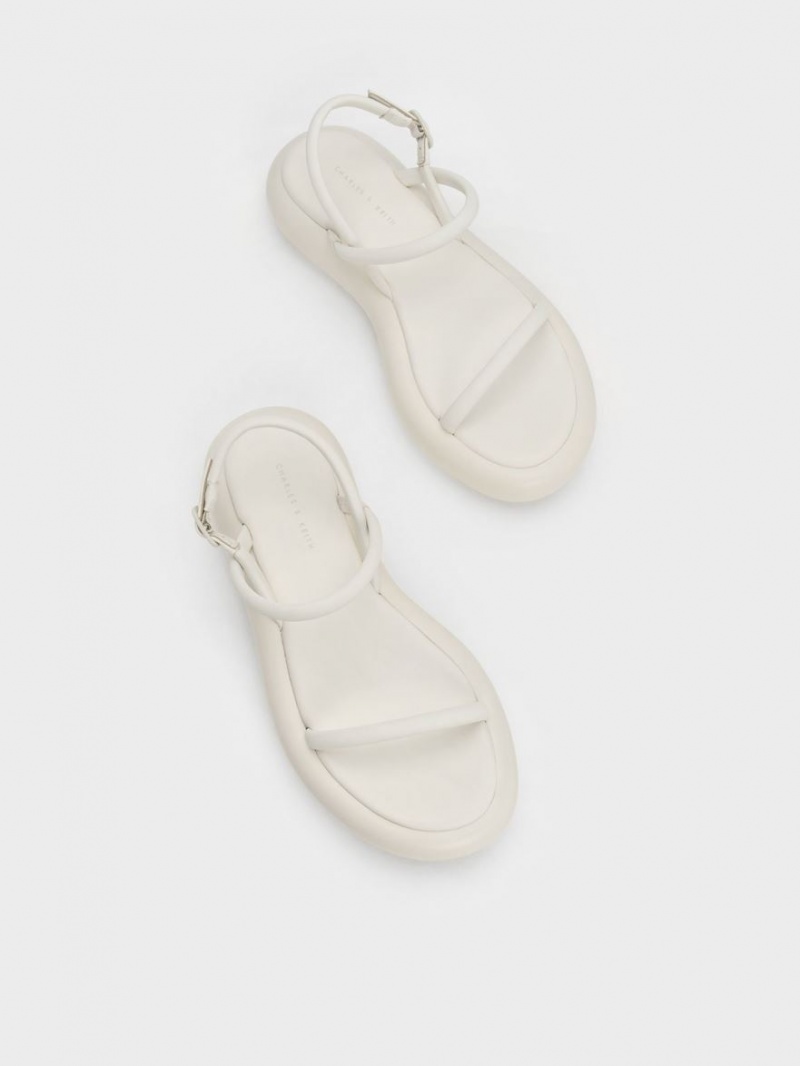 Charles & Keith Keiko Gepolstert Plateausandalen Weiß | 623FPSBRJ