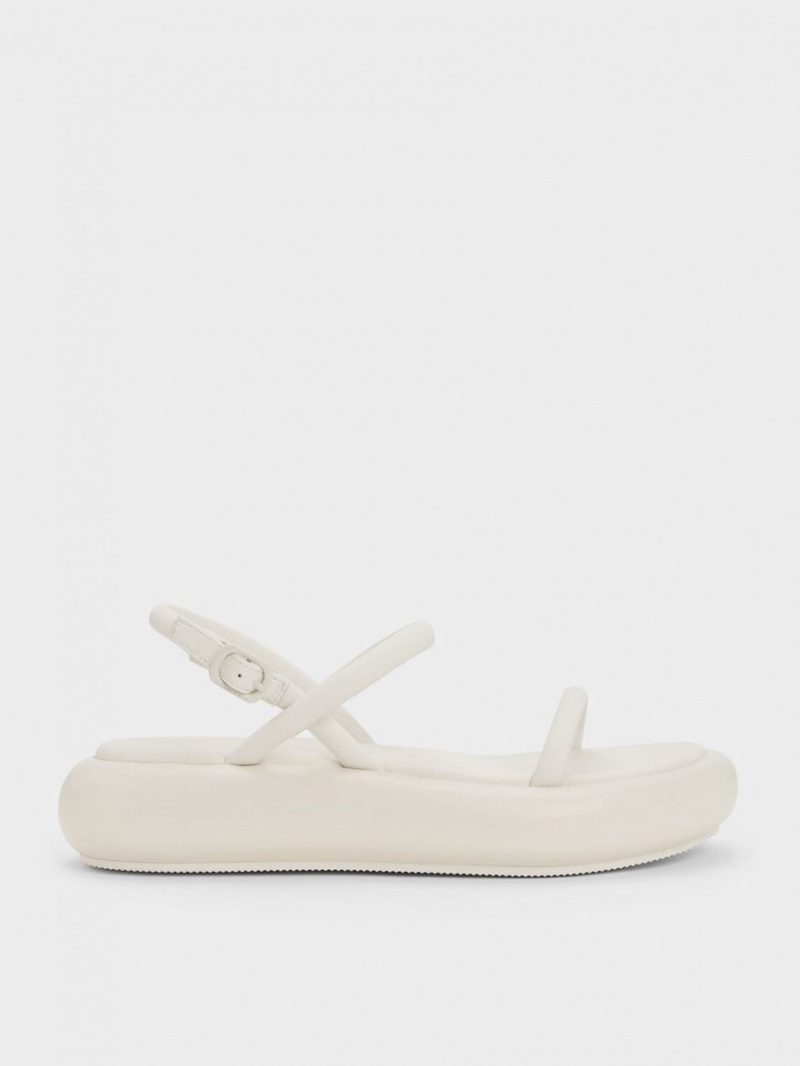 Charles & Keith Keiko Gepolstert Plateausandalen Weiß | 623FPSBRJ