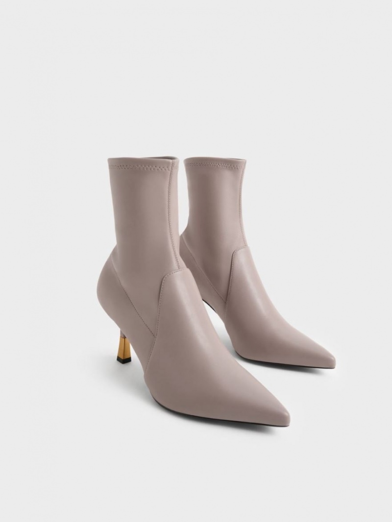 Charles & Keith Kitten Heel Stiefeletten Grau | 598ERXSGN