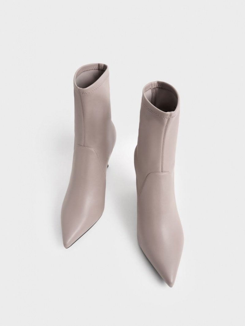 Charles & Keith Kitten Heel Stiefeletten Grau | 598ERXSGN