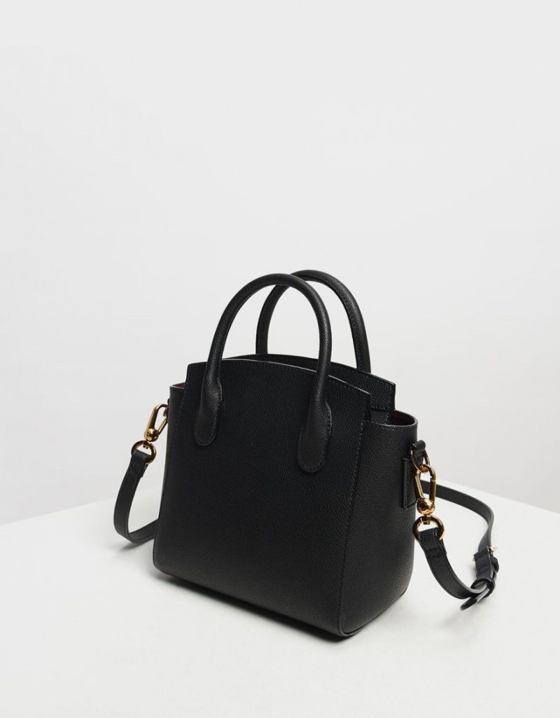 Charles & Keith Klassische Double Top Handtasche Schwarz | 928STVQYO