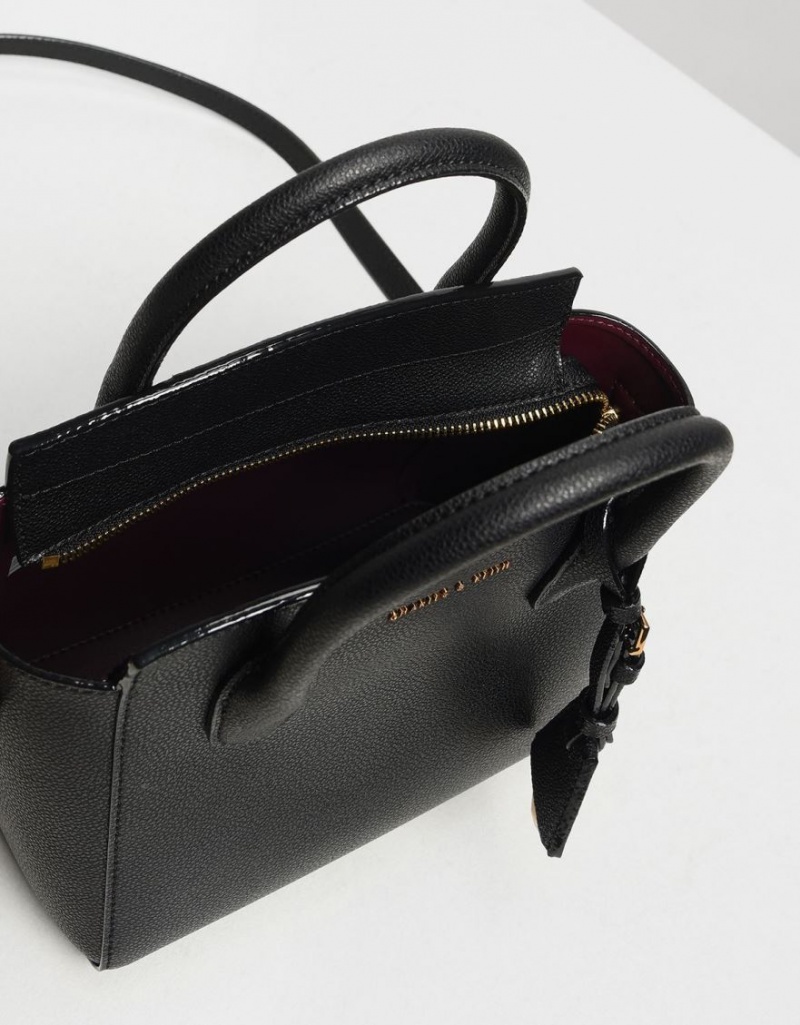 Charles & Keith Klassische Double Top Handtasche Schwarz | 928STVQYO