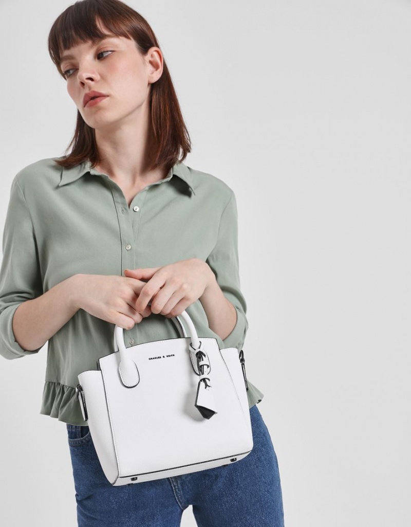 Charles & Keith Klassische Double Top Handtasche Weiß | 951GMCSEQ