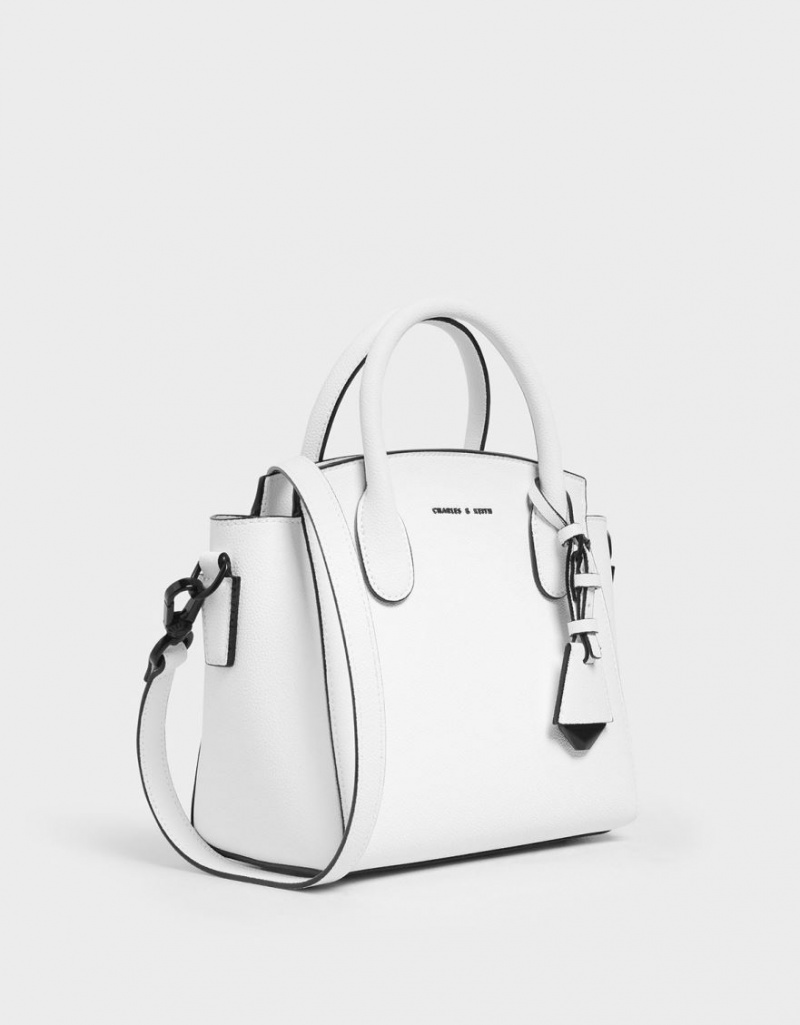 Charles & Keith Klassische Double Top Handtasche Weiß | 951GMCSEQ