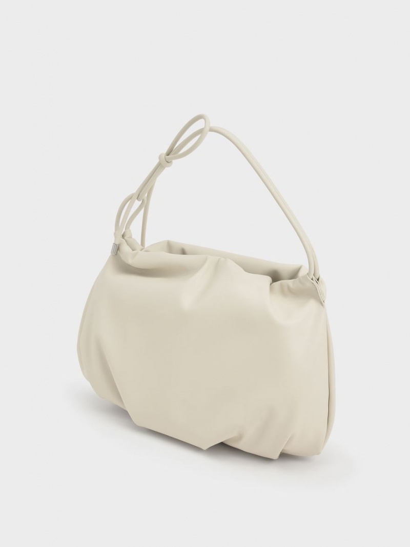 Charles & Keith Knotted Handle Hobo Tasche Weiß | 928VMSYCX