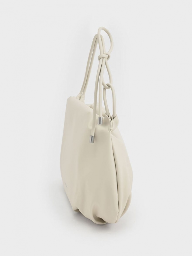 Charles & Keith Knotted Handle Hobo Tasche Weiß | 928VMSYCX