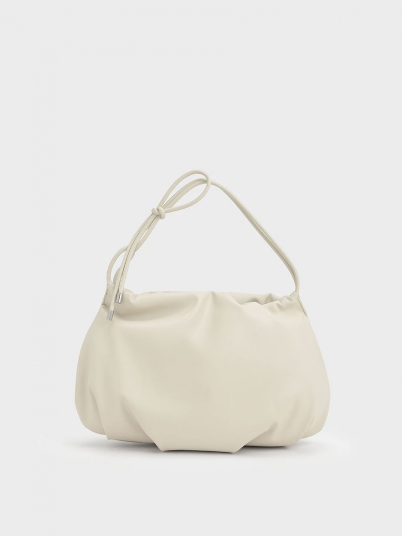 Charles & Keith Knotted Handle Hobo Tasche Weiß | 928VMSYCX