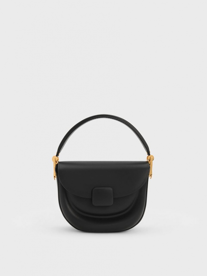 Charles & Keith Koa Half-Moon Satteltaschen Schwarz | 037NQTHGO