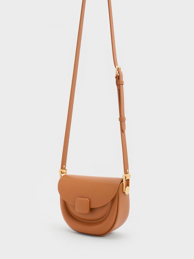 Charles & Keith Koa Half-Moon Satteltaschen Schokolade | 406YDRANZ