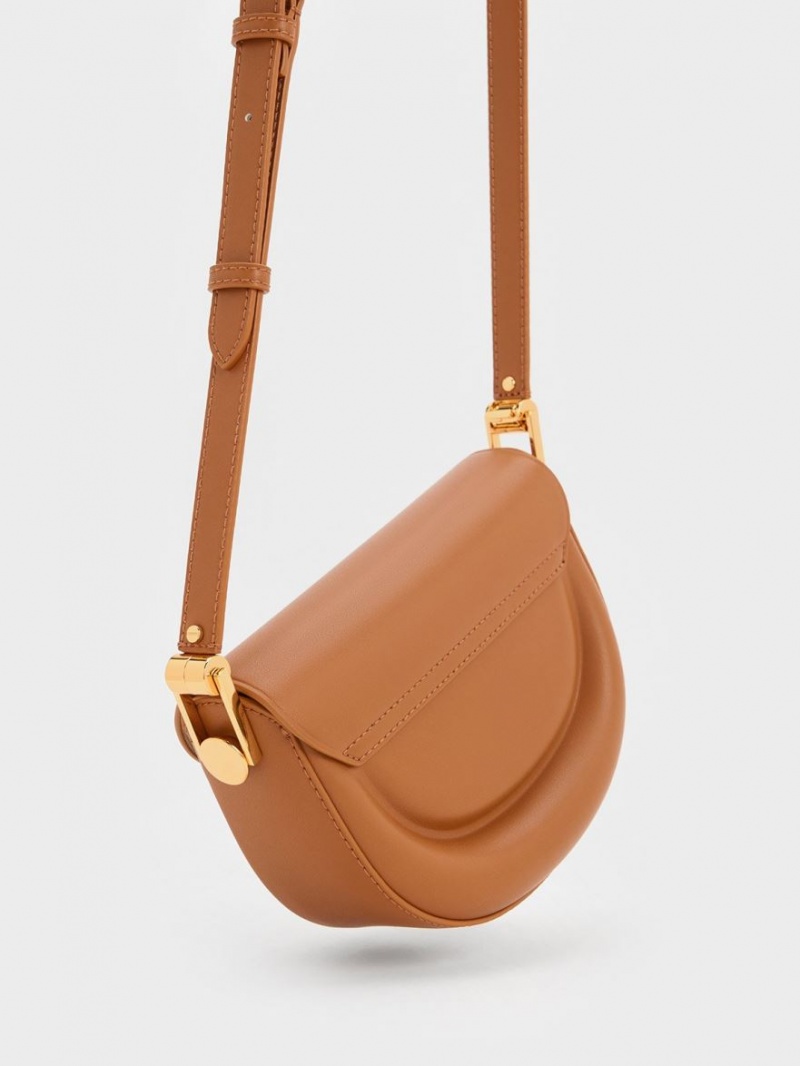 Charles & Keith Koa Half-Moon Satteltaschen Schokolade | 406YDRANZ