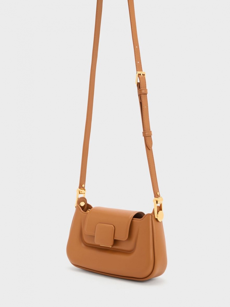 Charles & Keith Koa Push-Lock Top Handtasche Schokolade | 852ZUFKMI