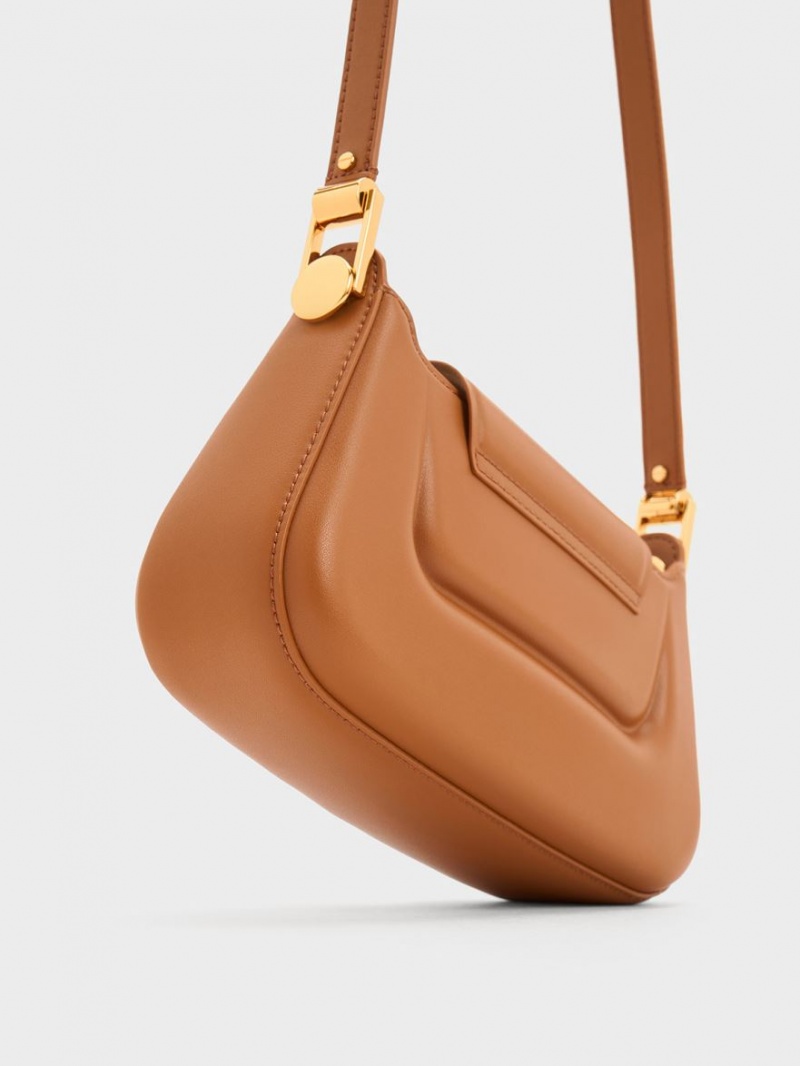 Charles & Keith Koa Push-Lock Top Handtasche Schokolade | 852ZUFKMI