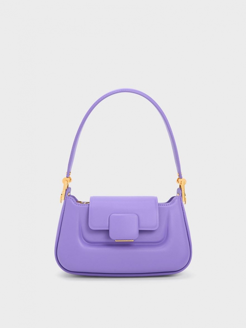 Charles & Keith Koa Push-Lock Top Handtasche Lila | 546JWKTNM