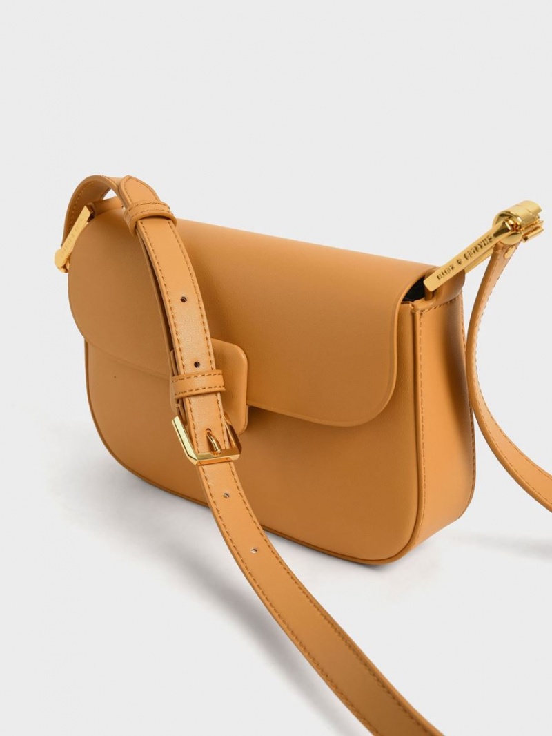 Charles & Keith Koa Square Push-Lock Schultertaschen Orange | 295YHDBRX