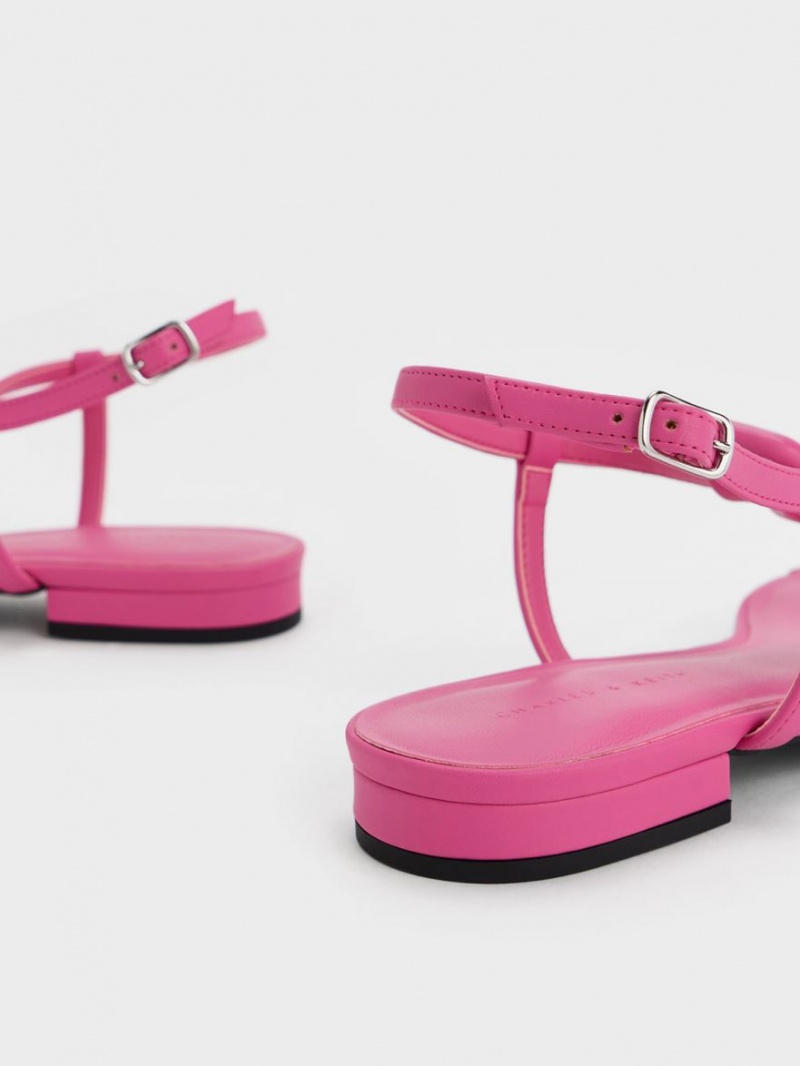 Charles & Keith Koa Tanga Sandalen Flach Rosa | 240QGWOAX