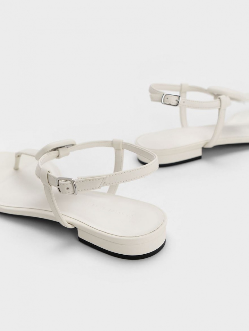 Charles & Keith Koa Tanga Sandalen Flach Weiß | 190JCQBEZ