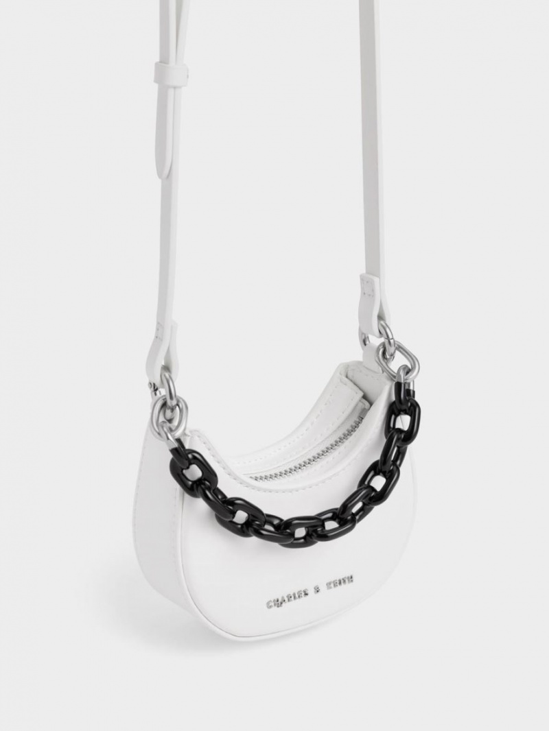 Charles & Keith Koi Chain Handle Mini Taschen Weiß | 710KQJDIT