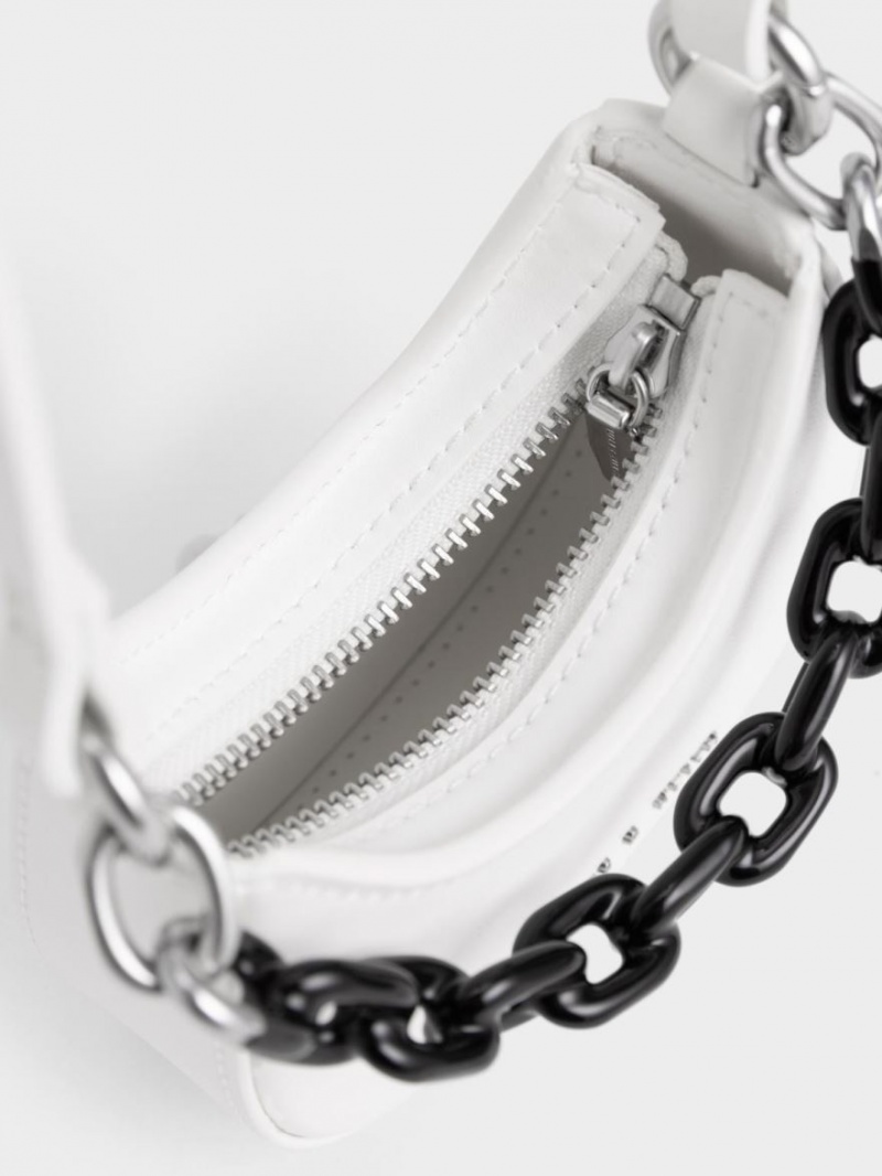 Charles & Keith Koi Chain Handle Mini Taschen Weiß | 710KQJDIT