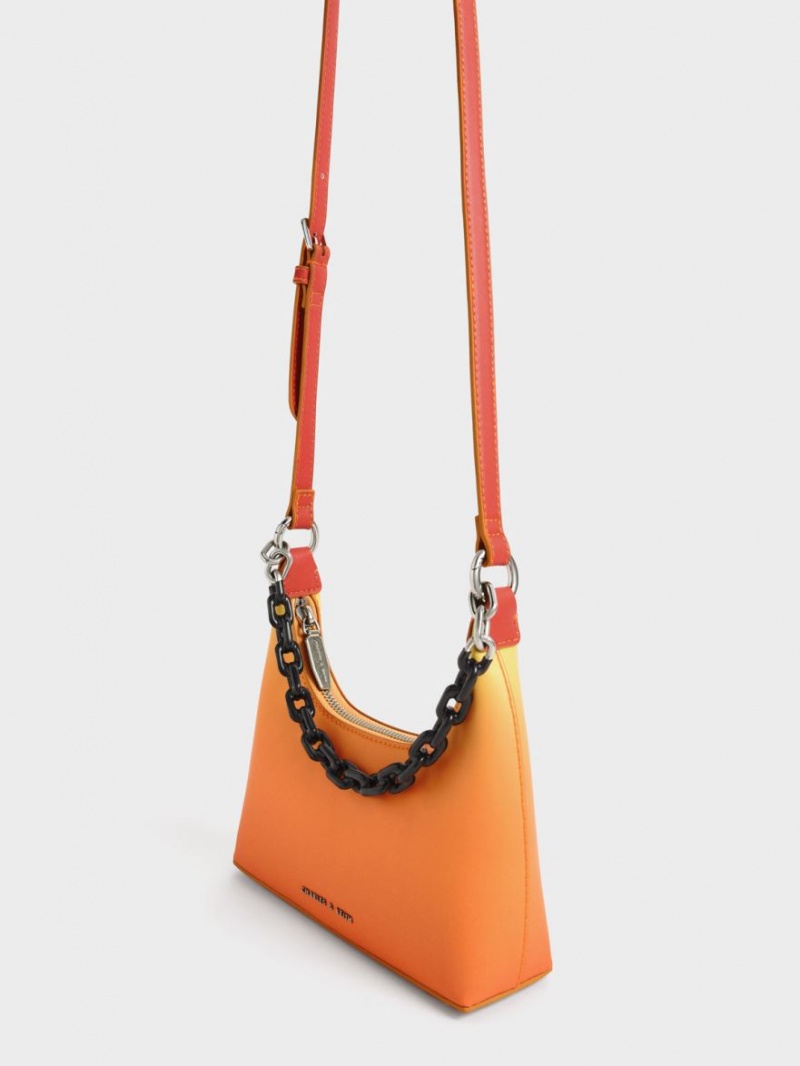 Charles & Keith Koi Chain Handle Schultertaschen Orange | 960PYCHVM