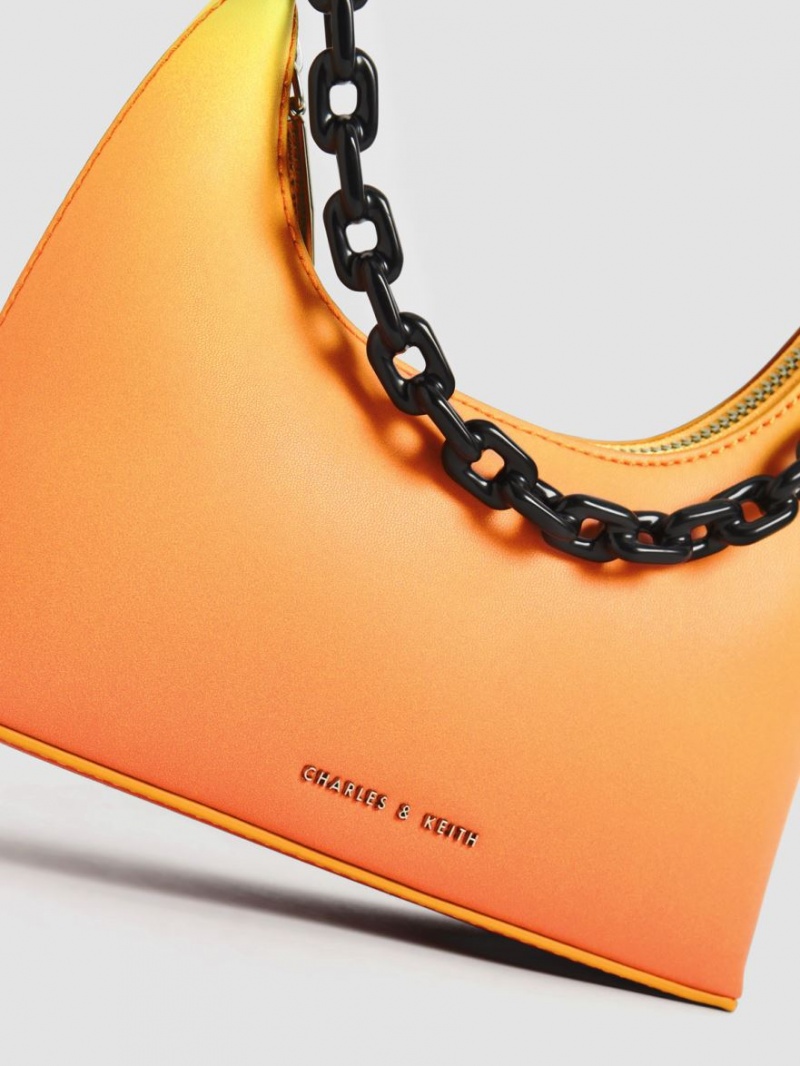 Charles & Keith Koi Chain Handle Schultertaschen Orange | 960PYCHVM