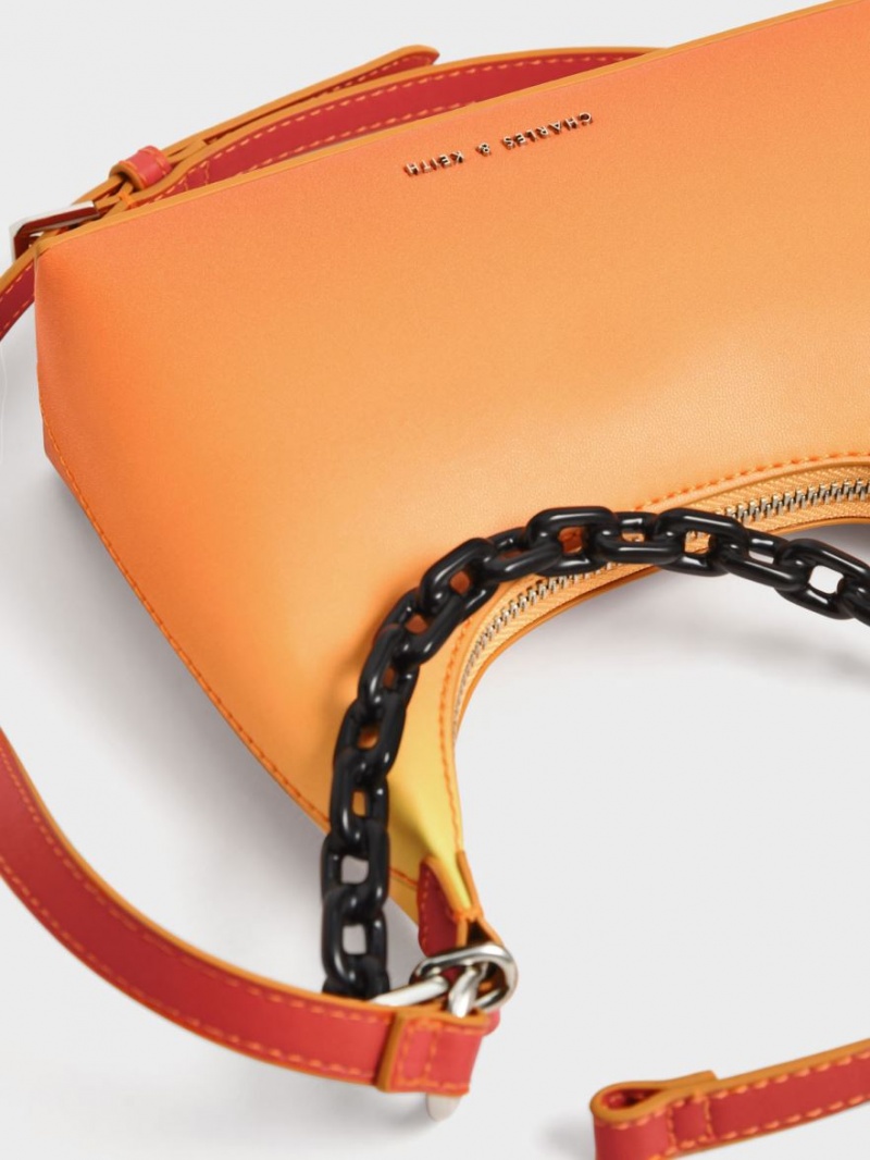 Charles & Keith Koi Chain Handle Schultertaschen Orange | 960PYCHVM