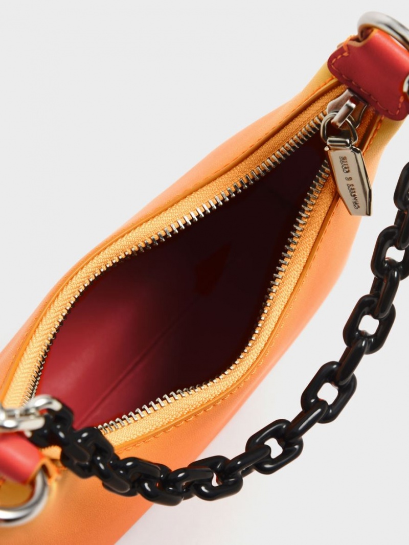 Charles & Keith Koi Chain Handle Schultertaschen Orange | 960PYCHVM