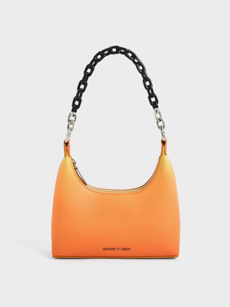 Charles & Keith Koi Chain Handle Schultertaschen Orange | 960PYCHVM