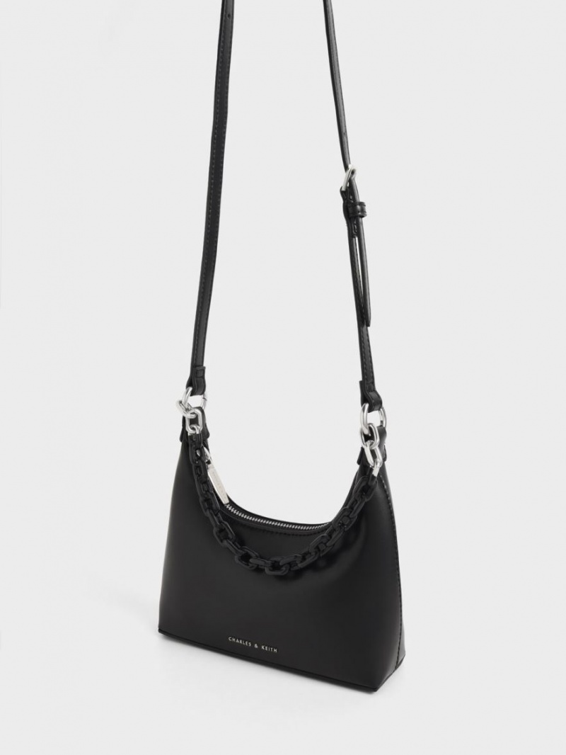 Charles & Keith Koi Chain Handle Schultertaschen Schwarz | 783DZKEXQ