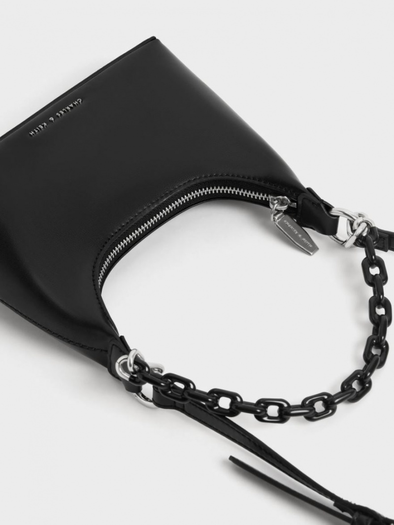 Charles & Keith Koi Chain Handle Schultertaschen Schwarz | 783DZKEXQ