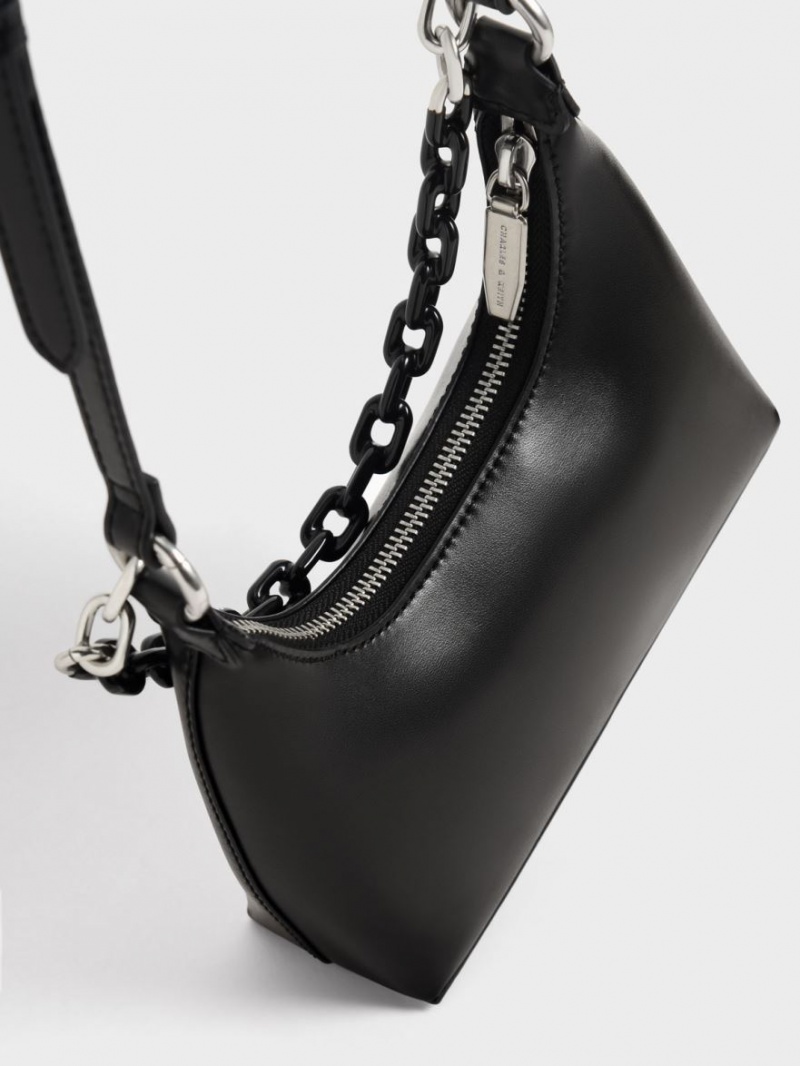 Charles & Keith Koi Chain Handle Schultertaschen Schwarz | 783DZKEXQ