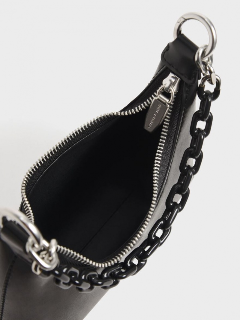 Charles & Keith Koi Chain Handle Schultertaschen Schwarz | 783DZKEXQ