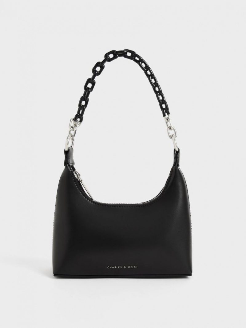 Charles & Keith Koi Chain Handle Schultertaschen Schwarz | 783DZKEXQ