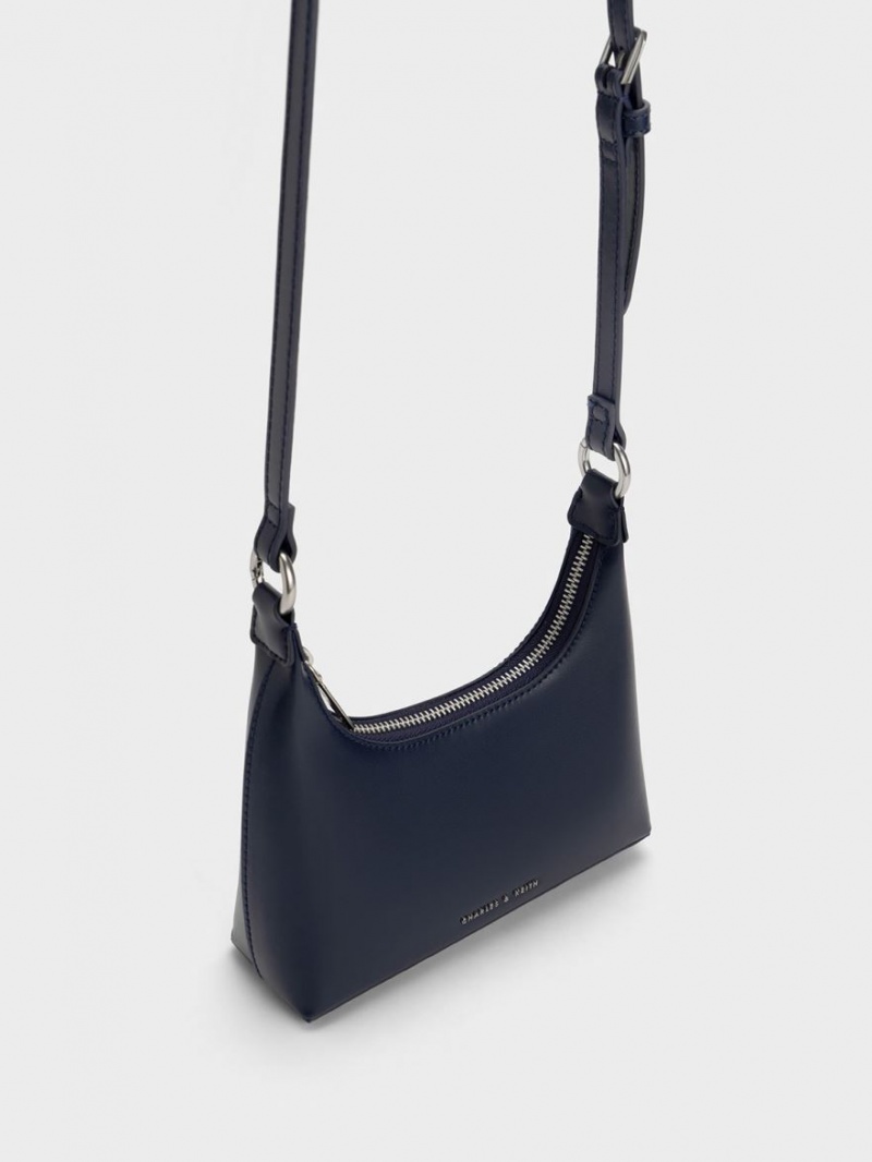 Charles & Keith Koi Chain Handle Schultertaschen Navy | 058BNOJWK