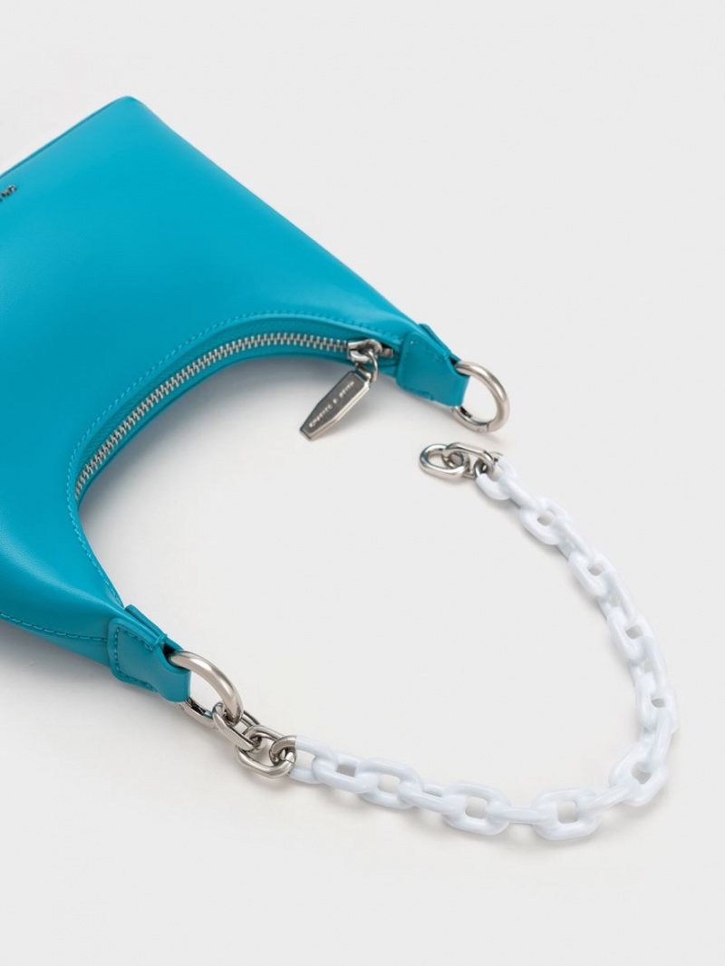 Charles & Keith Koi Chain Handle Schultertaschen Blau | 247MXUGYA