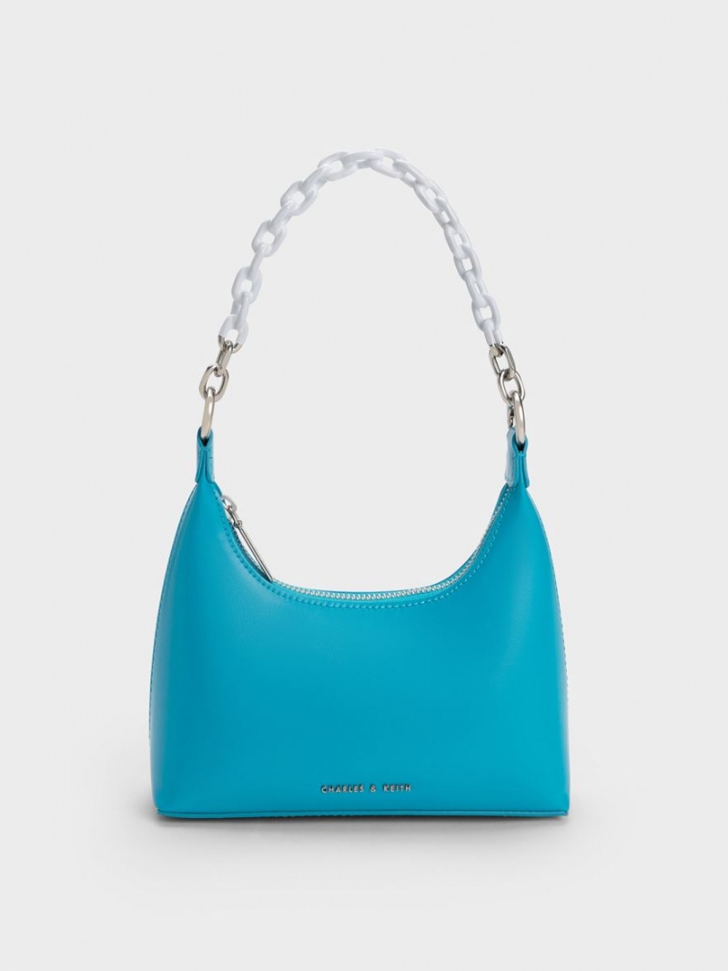 Charles & Keith Koi Chain Handle Schultertaschen Blau | 247MXUGYA