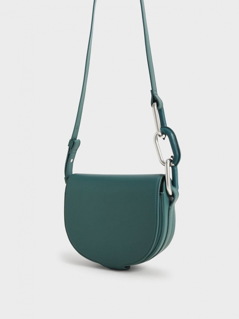 Charles & Keith Kora Saddle Crossbody Taschen Grün | 204QZYPGA