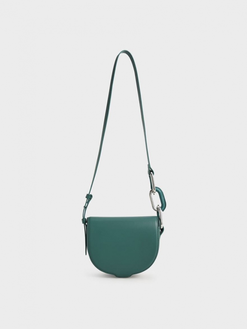 Charles & Keith Kora Saddle Crossbody Taschen Grün | 204QZYPGA