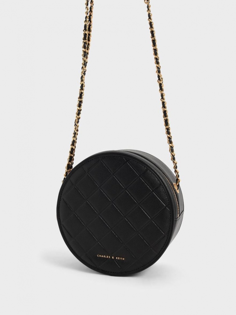 Charles & Keith Kwan Gesteppt Circle Schultertaschen Schwarz | 315TSHBYO