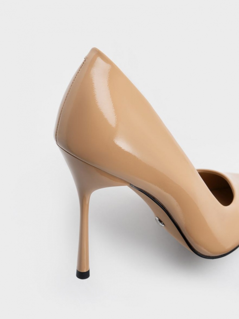 Charles & Keith Kyra Lack Leder Pumps Beige | 756REXCBQ