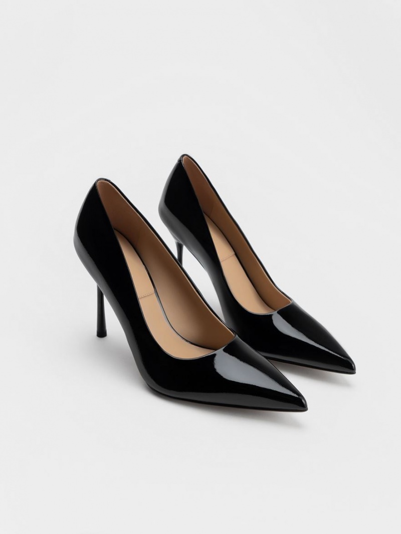 Charles & Keith Kyra Lack Leder Pumps Schwarz | 196TPQUKD