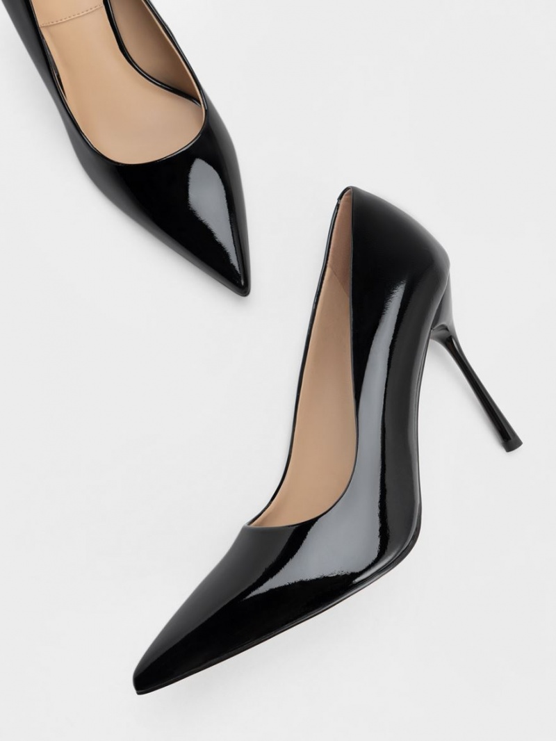 Charles & Keith Kyra Lack Leder Pumps Schwarz | 196TPQUKD