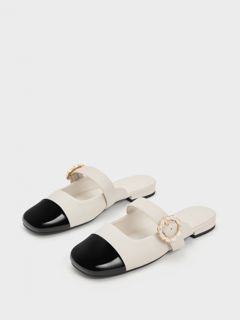 Charles & Keith Lack Pearl Schnallen Mary Jane Mules Mehrfarbig | 942PKFRSE