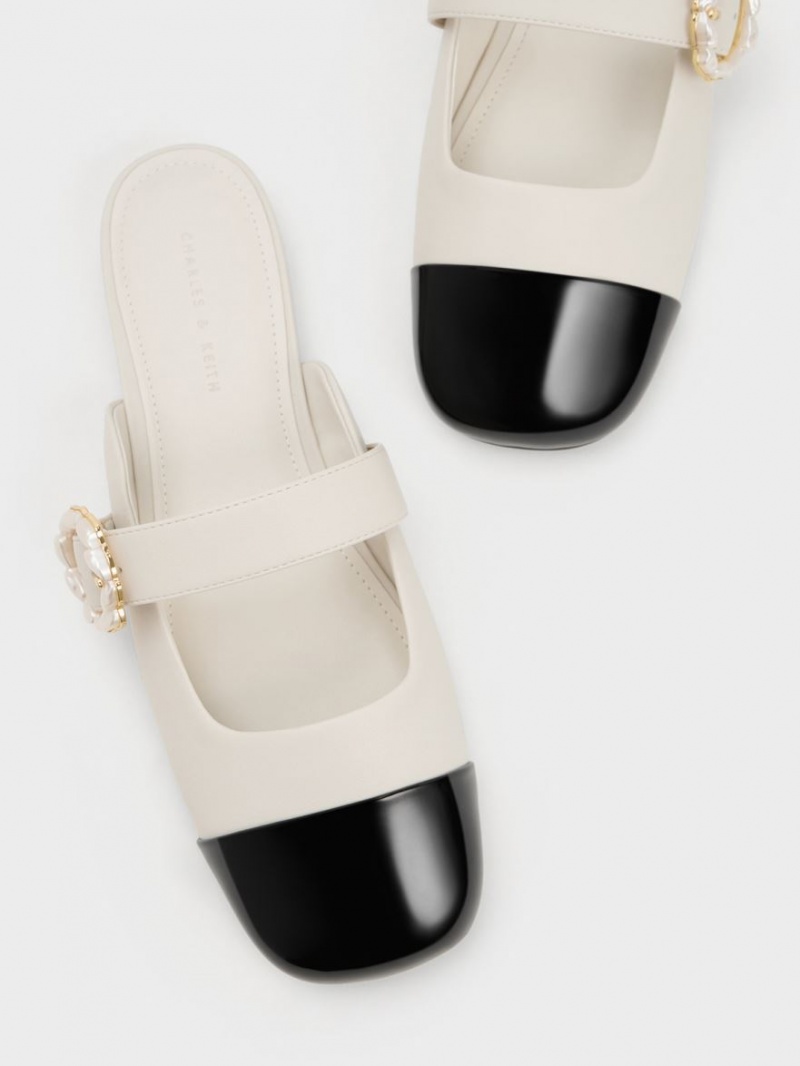 Charles & Keith Lack Pearl Schnallen Mary Jane Mules Mehrfarbig | 942PKFRSE