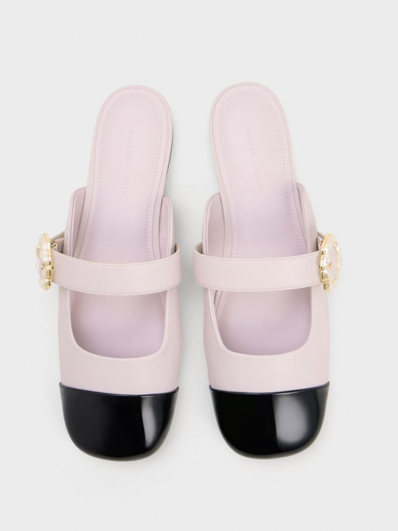 Charles & Keith Lack Pearl Schnallen Mary Jane Mules Lila | 790EQSMGO