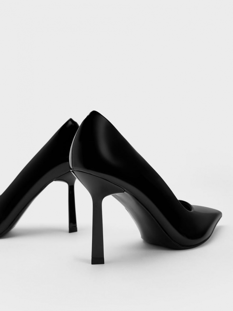 Charles & Keith Lack Pointed-Kappe Pumps Schwarz | 749XRGSLZ