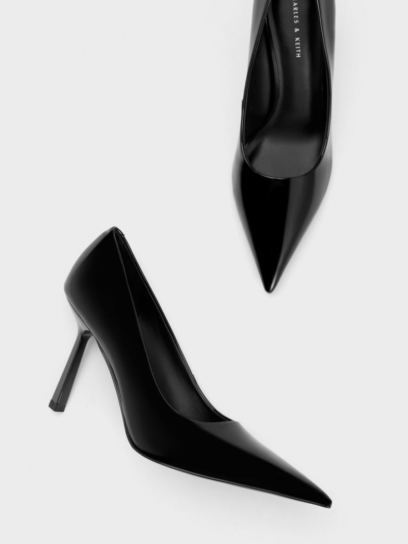 Charles & Keith Lack Pointed-Kappe Pumps Schwarz | 749XRGSLZ