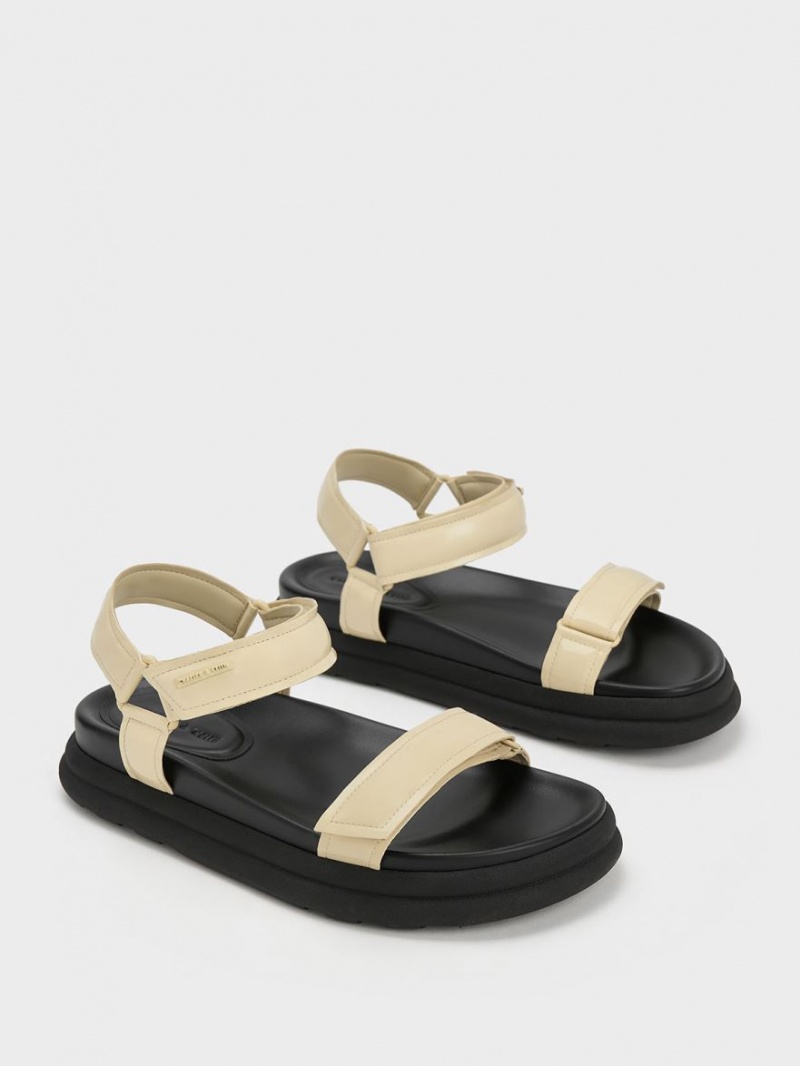 Charles & Keith Lack Riemchen Sports Plateausandalen Gelb | 471PMZEHO