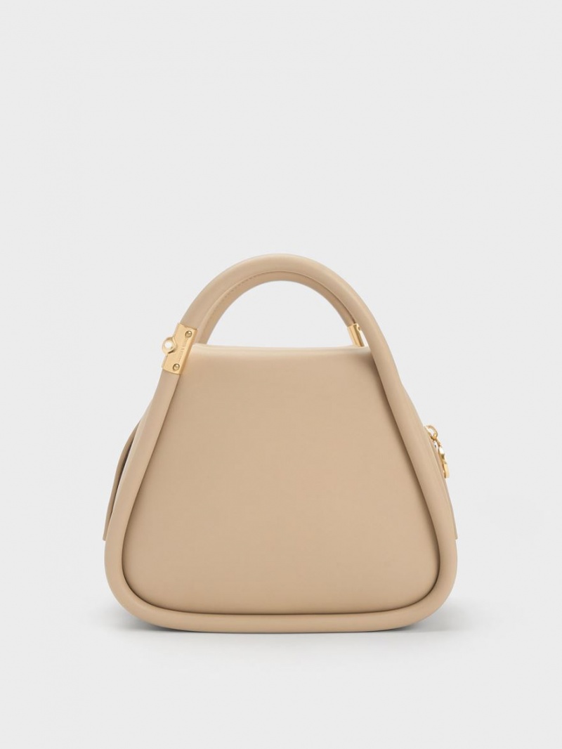 Charles & Keith Lara Geometric Tragetaschen Beige | 076XSERIG