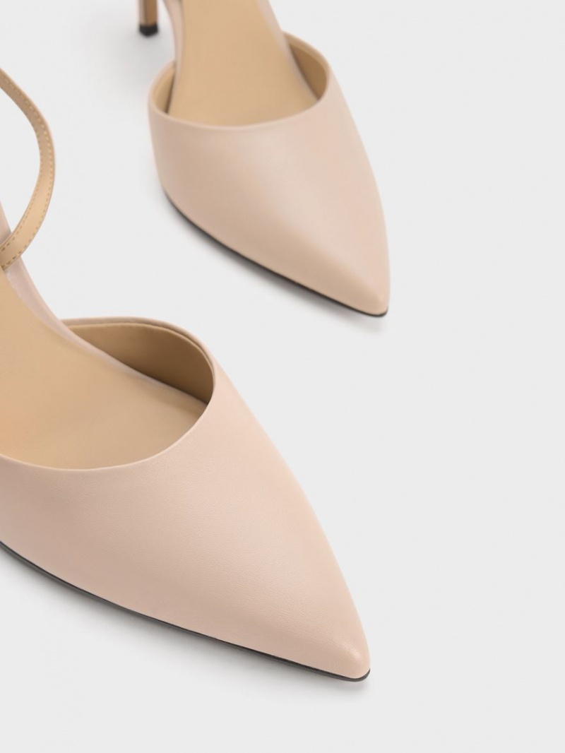 Charles & Keith Leder Ankle Riemen Pumps Beige | 478GUDETW