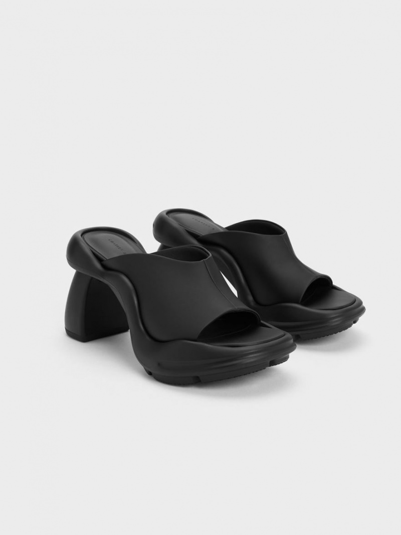 Charles & Keith Leila Sculptural Mules Schwarz | 704VNEBOM